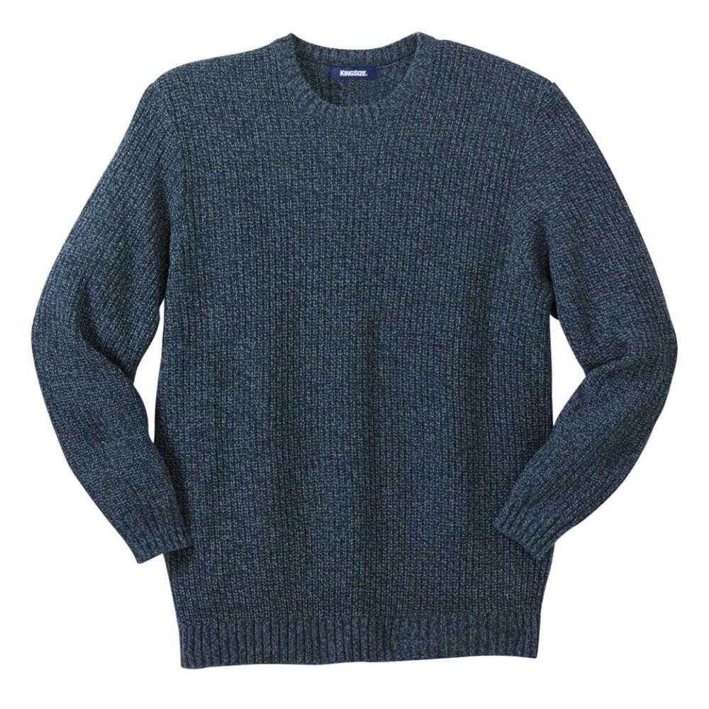 KingSize Men's Big & Tall 3XL‎ Navy Marl Shaker Knit Crewneck Pullover Sweater